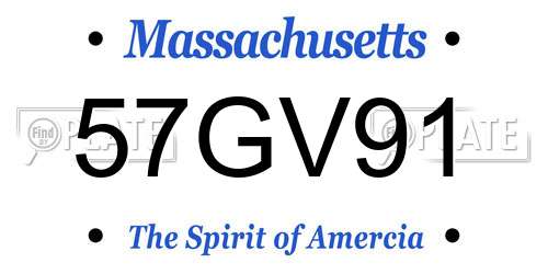 57GV91 Massachusetts License Plate