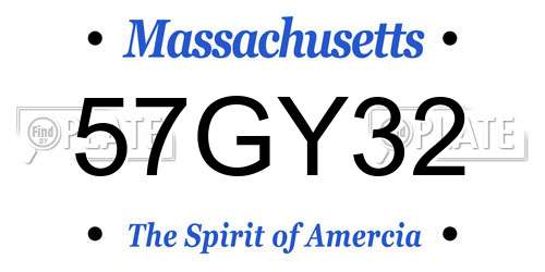 57GY32 Massachusetts License Plate