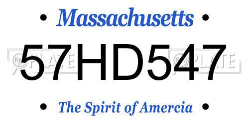 57HD547 Massachusetts License Plate