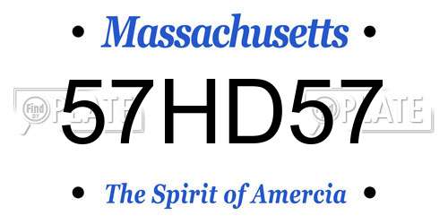 57HD57 Massachusetts License Plate