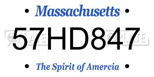 57HD847 Massachusetts License Plate