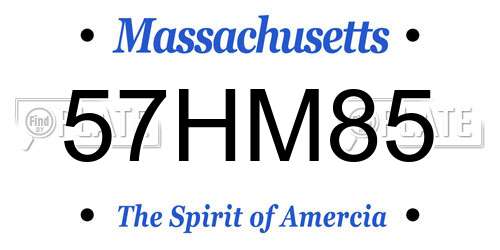 57HM85 Massachusetts License Plate
