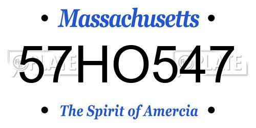 57HO547 Massachusetts License Plate