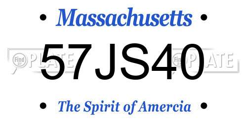 57JS40 Massachusetts License Plate