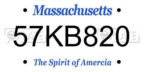 57KB820 Massachusetts License Plate