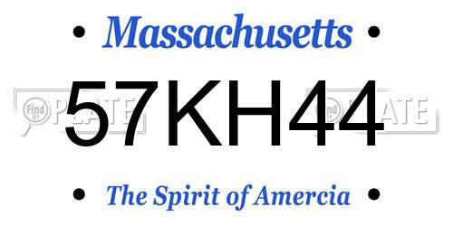 57KH44 Massachusetts License Plate