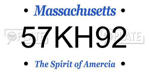 57KH92 Massachusetts License Plate