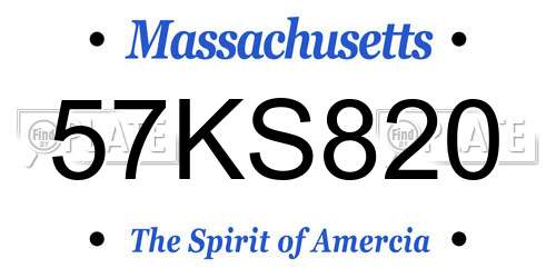 57KS820 Massachusetts License Plate
