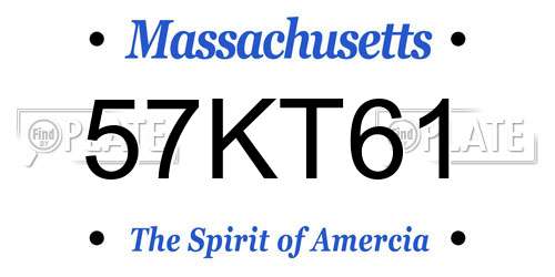 57KT61 Massachusetts License Plate