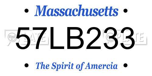 57LB233 Massachusetts License Plate