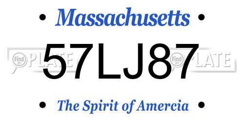 57LJ87 Massachusetts License Plate