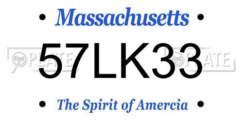 57LK33 Massachusetts License Plate