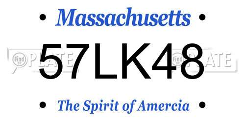 57LK48 Massachusetts License Plate