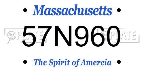 57N960 Massachusetts License Plate