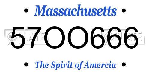 57OO666 Massachusetts License Plate