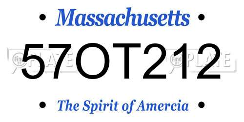 57OT212 Massachusetts License Plate