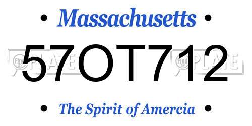 57OT712 Massachusetts License Plate