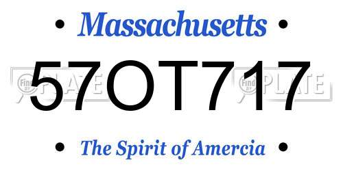 57OT717 Massachusetts License Plate