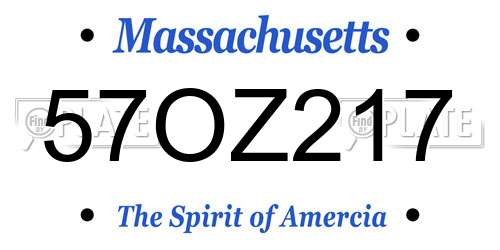 57OZ217 Massachusetts License Plate