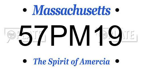 57PM19 Massachusetts License Plate