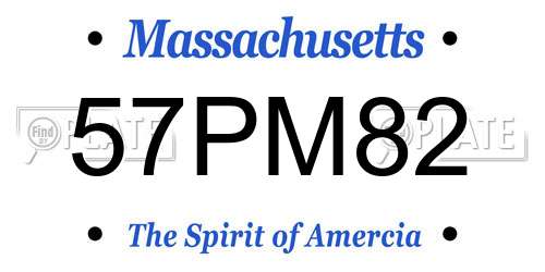 57PM82 Massachusetts License Plate