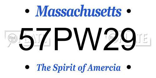 57PW29 Massachusetts License Plate