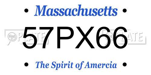57PX66 Massachusetts License Plate