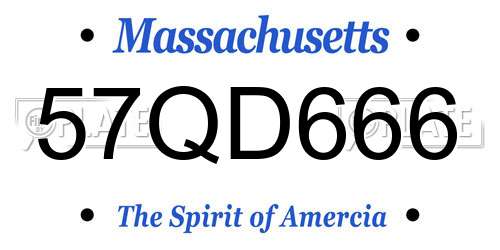 57QD666 Massachusetts License Plate