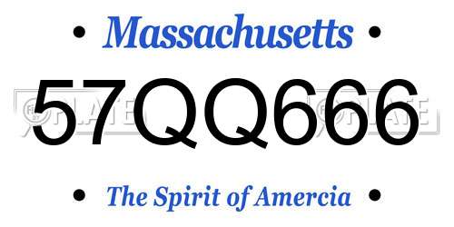 57QQ666 Massachusetts License Plate