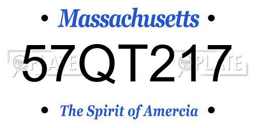 57QT217 Massachusetts License Plate