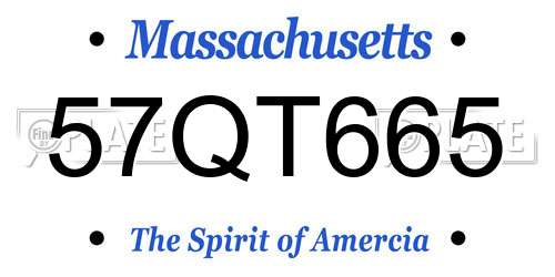 57QT665 Massachusetts License Plate