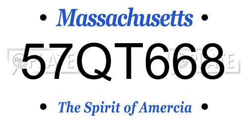 57QT668 Massachusetts License Plate