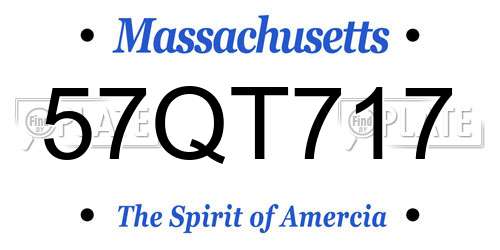 57QT717 Massachusetts License Plate