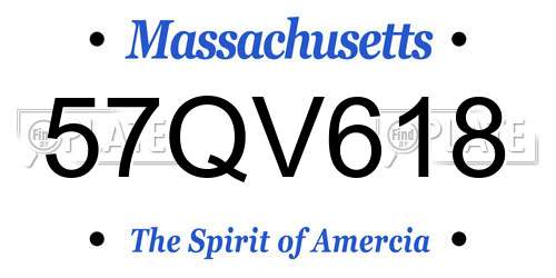 57QV618 Massachusetts License Plate