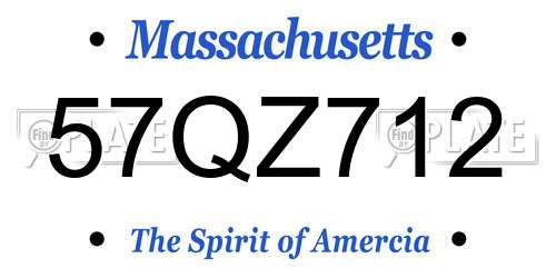 57QZ712 Massachusetts License Plate