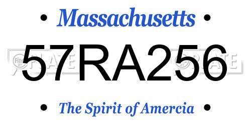 57RA256 Massachusetts License Plate