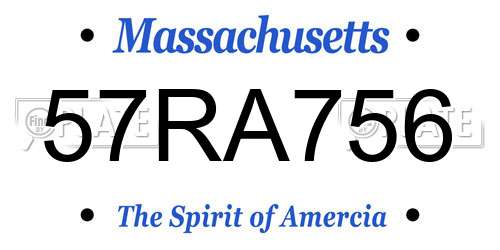 57RA756 Massachusetts License Plate