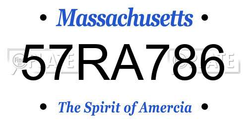 57RA786 Massachusetts License Plate