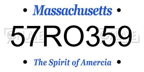 57RO359 Massachusetts License Plate