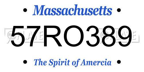57RO389 Massachusetts License Plate