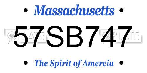 57SB747 Massachusetts License Plate