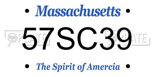 57SC39 Massachusetts License Plate