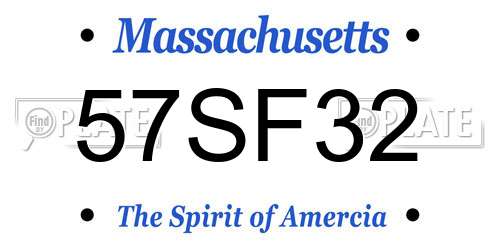 57SF32 Massachusetts License Plate
