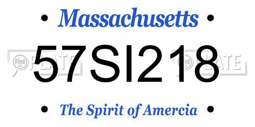 57SI218 Massachusetts License Plate