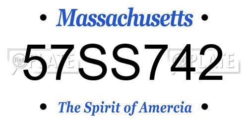 57SS742 Massachusetts License Plate
