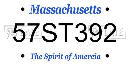 57ST392 Massachusetts License Plate
