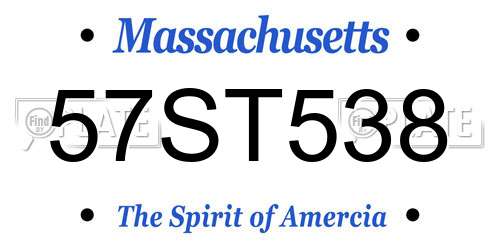 57ST538 Massachusetts License Plate