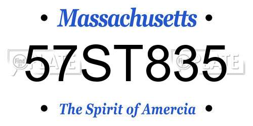 57ST835 Massachusetts License Plate