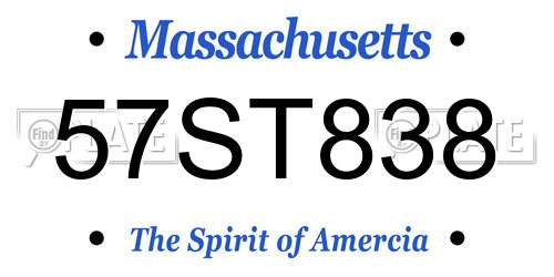 57ST838 Massachusetts License Plate