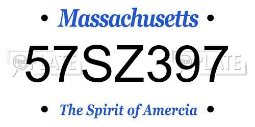 57SZ397 Massachusetts License Plate